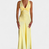 Леа Елегантна Рокля с Увивен Талия и V-Изрез