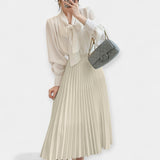 Дълга Плисирана Сатенена Пола