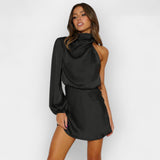 Асиметрична Сатенена Рокля