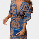 Ема Макси Рокля с V Изрез и Преден Чвор