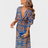 Весна - Миди рокля с V-образно деколте