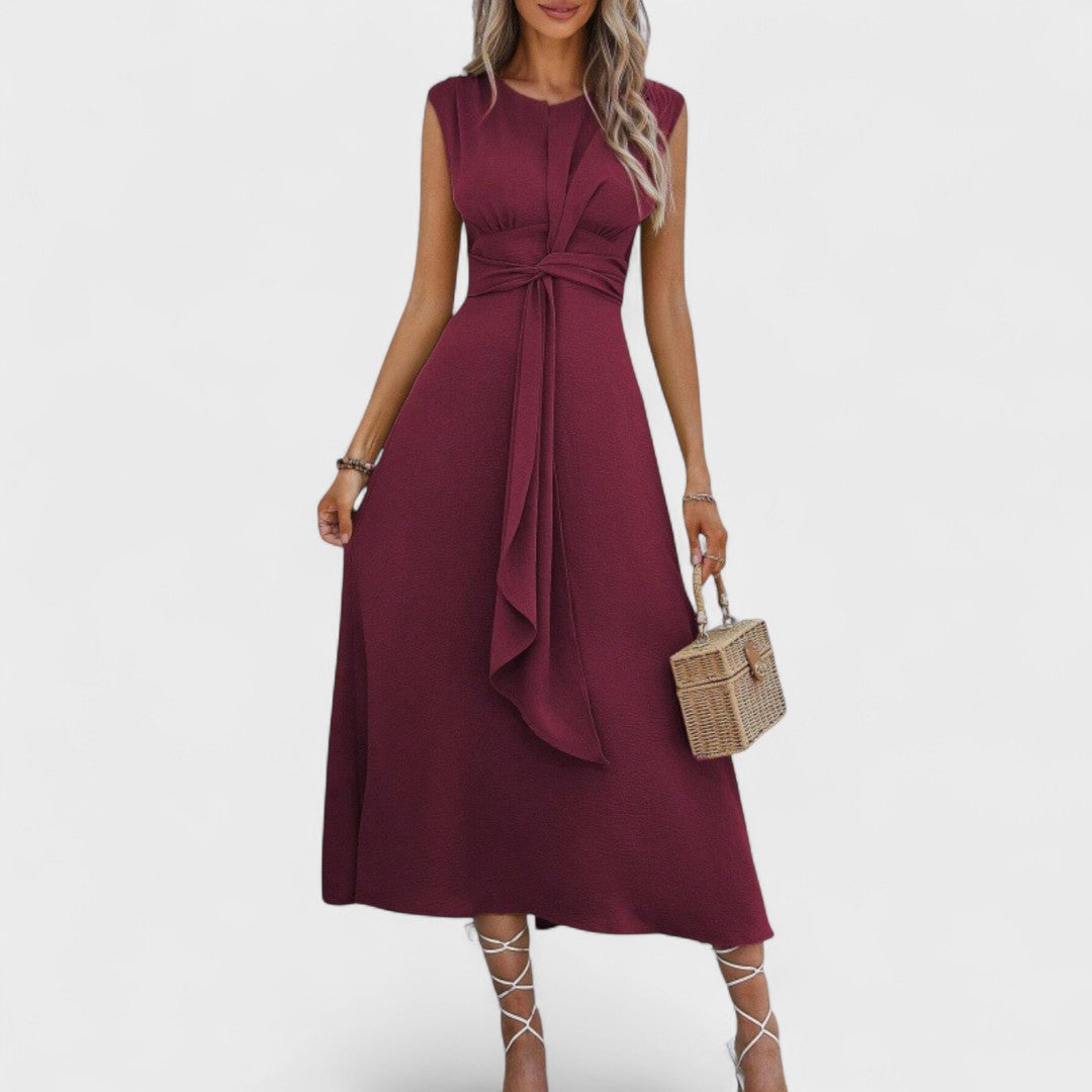 Андреа - Елегантна безръка макси рокля с кръгло деколте