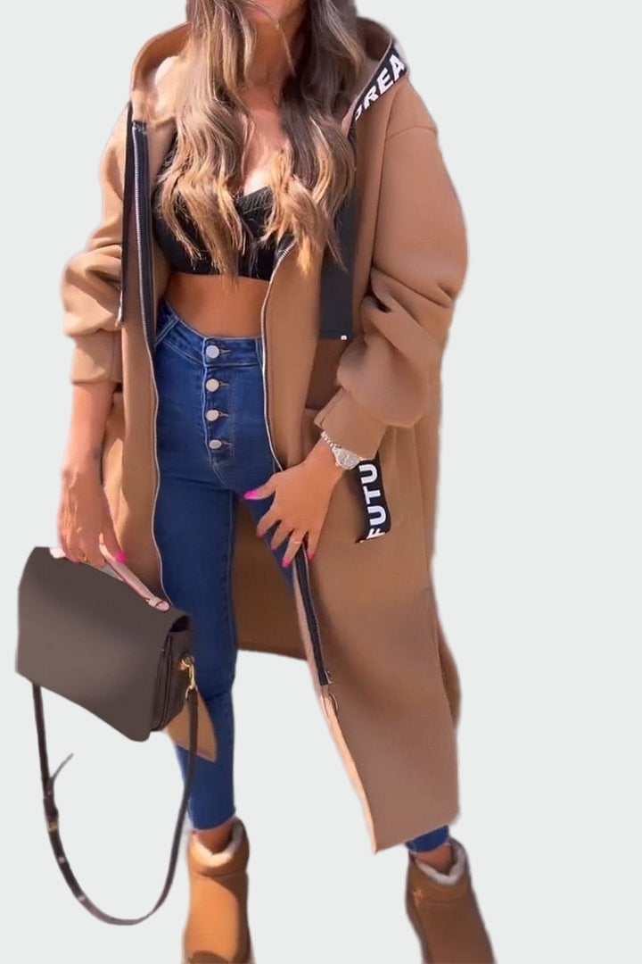 Дълго палто с качулка