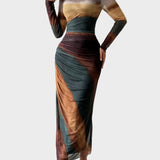 Торина – Дълга удобна рокля с десен