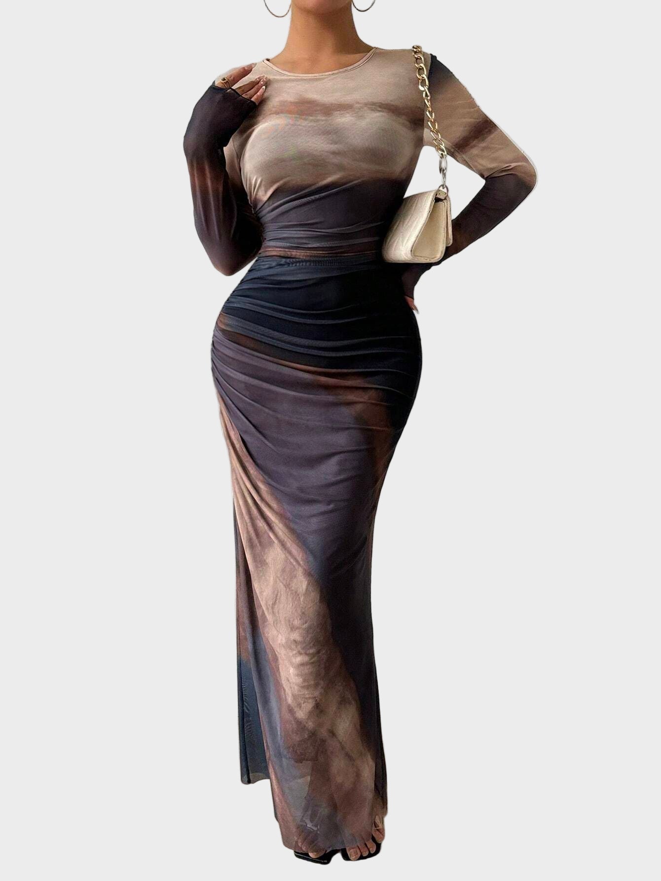 Торина – Дълга удобна рокля с десен