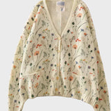 Елегантен Плетен Жилетка с Цветен Узор