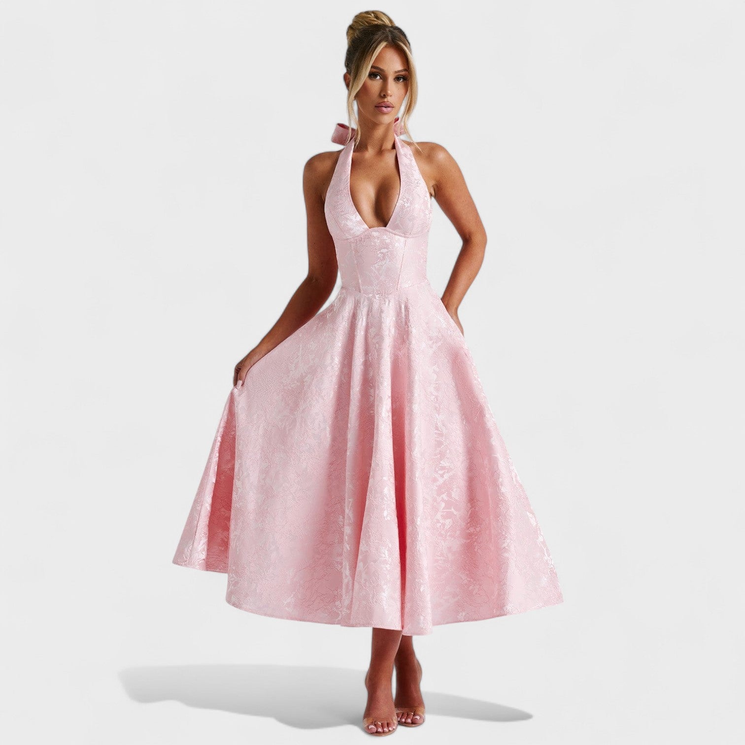 Жулиета – Миди рокля с халтер деколте