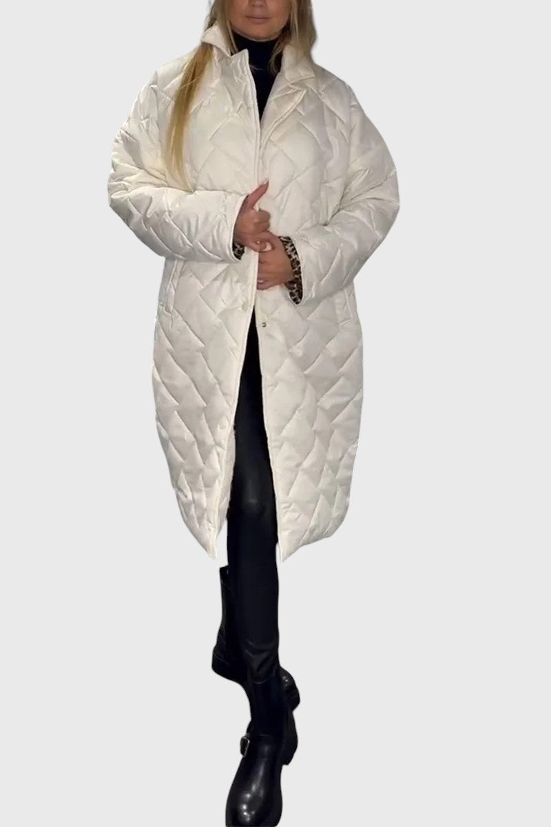 Соня – Двулицев капитониран палто с леопардова подплата