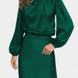 Мария Макси Рокля с Висок Яка и Цветни Детайли