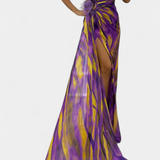 Бланка Макси Асиметрична Рокля с Вибрантен Узор