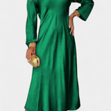 Мартинa Плавна Рокля с V Изрез и Дълги Ръкави