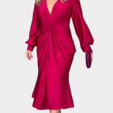 Веселка Дълга Рокля с Дълги Ръкави и V-Изрез