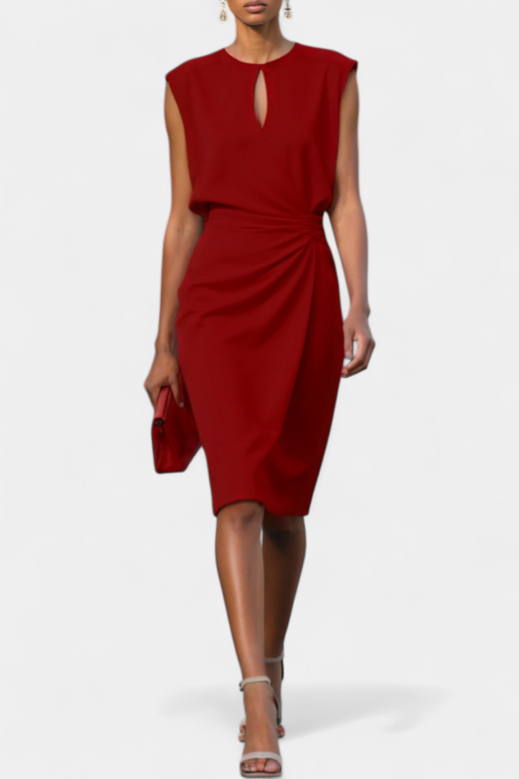 Маша Миди Рокля с Дълги Ръкави и Кръгло Деколте