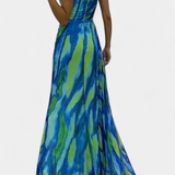 Бланка Макси Асиметрична Рокля с Вибрантен Узор