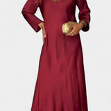 Мартинa Плавна Рокля с V Изрез и Дълги Ръкави