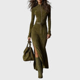 Лунори | Дълга суедова рокля Алесия