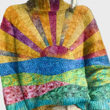 Плетен Пуловер с Висок Вратник и Специален Узор